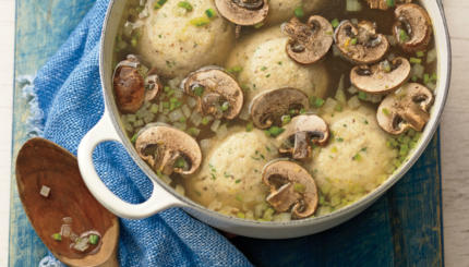 mushroom jalapeno matzah ball soup